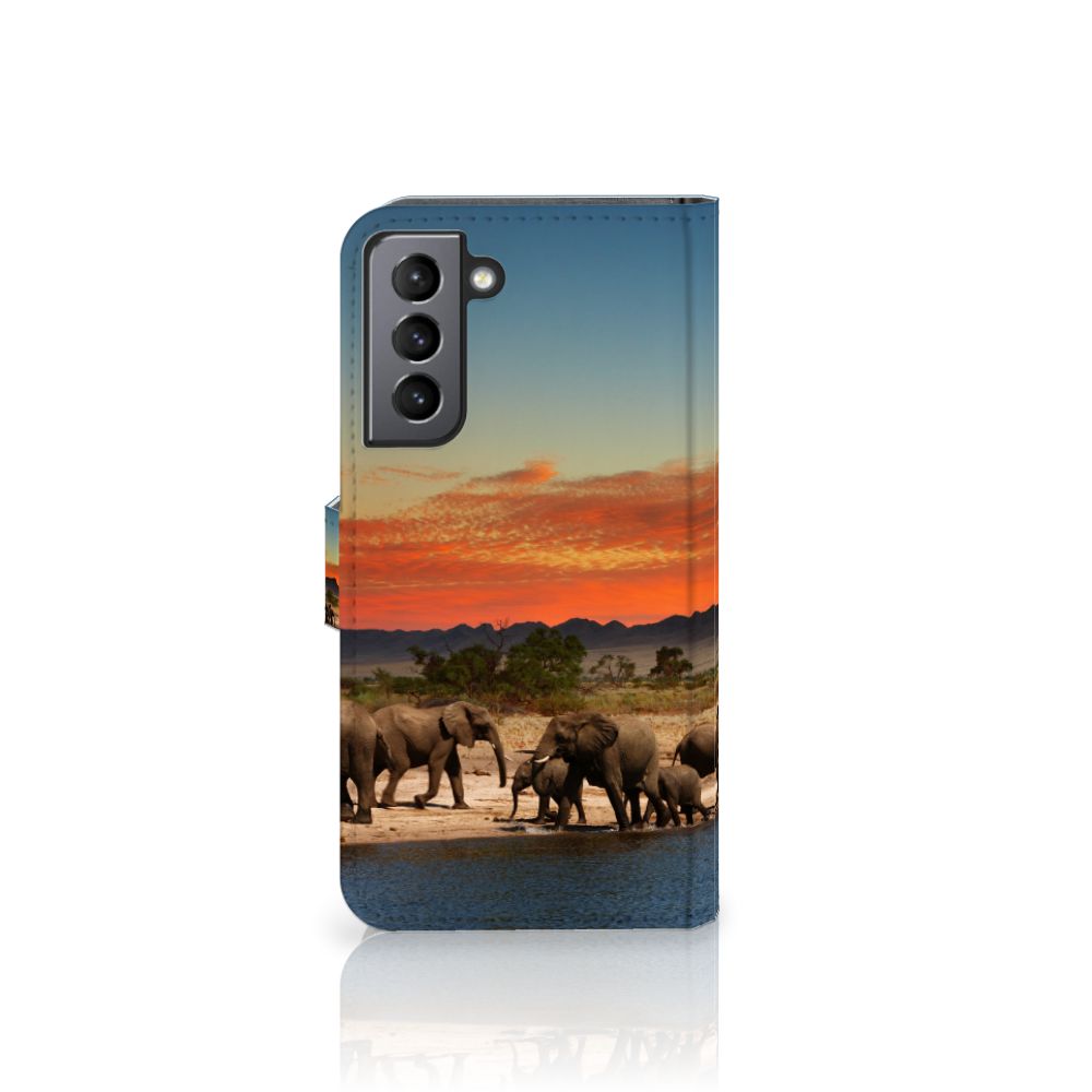 Samsung Galaxy S21 FE Telefoonhoesje met Pasjes Olifanten