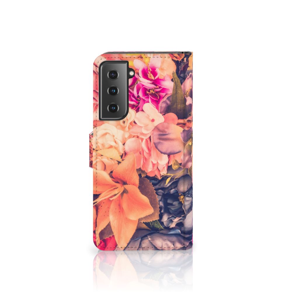 Samsung Galaxy S21 Hoesje Bosje Bloemen bloemen ontwerp vooraanzicht