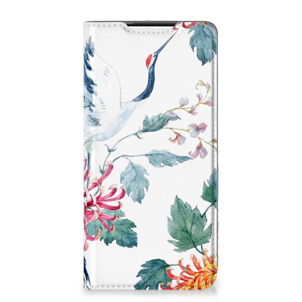 Samsung Galaxy S21 Hoesje maken Bird Flowers bloemen ooievaar design voorkant