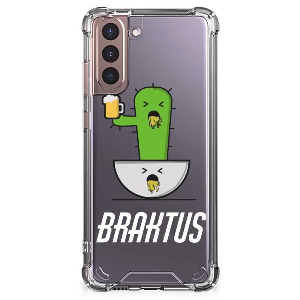 Samsung Galaxy S21 Plus Stevig Bumper Hoesje Braktus cactus design achterkant