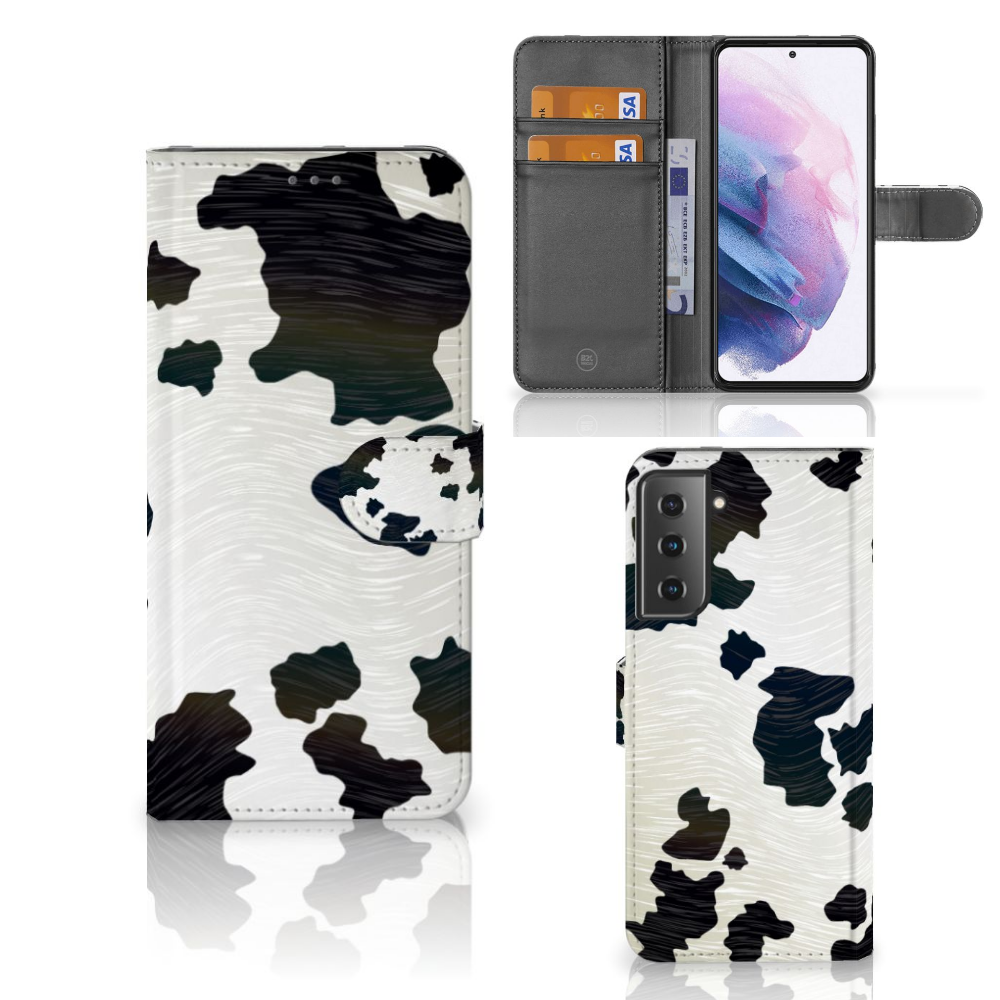 Samsung Galaxy S21 Plus Telefoonhoesje met Pasjes Koeienvlekken design koeienvlekken aanzicht