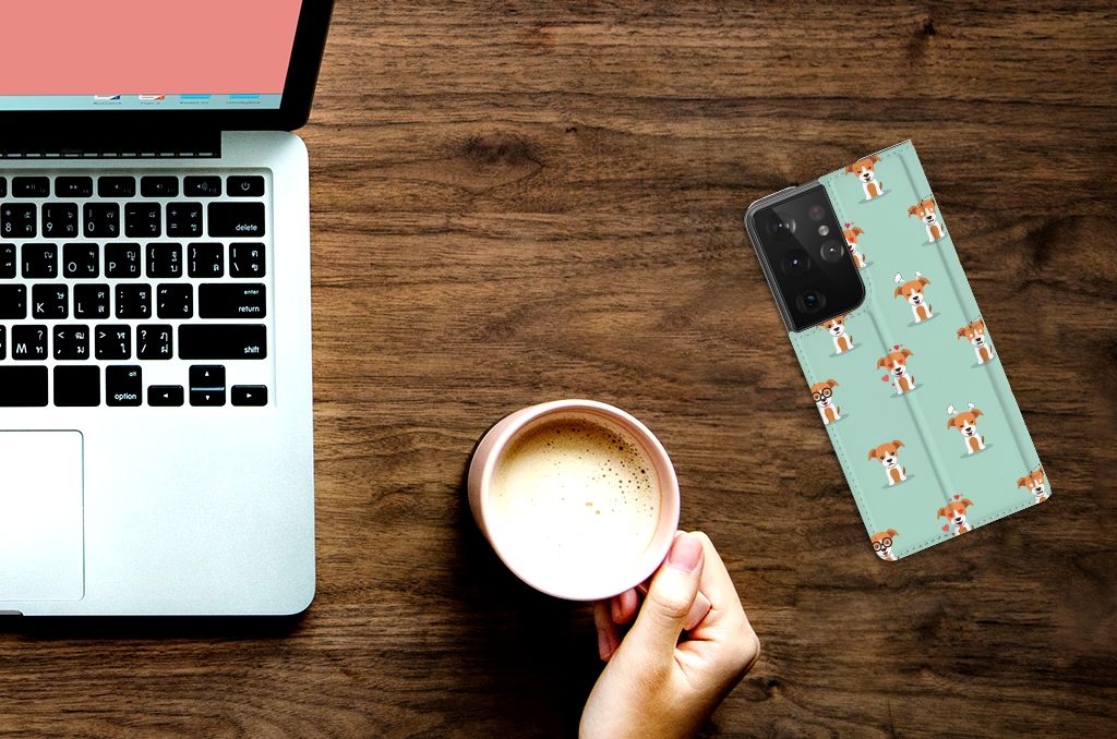 Samsung Galaxy S21 Ultra Hoesje maken Pups telefoonhoesje bovenaanzicht