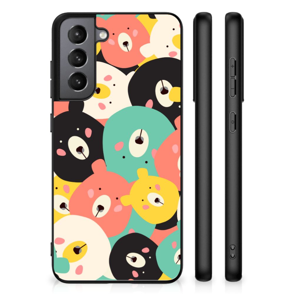 Samsung Galaxy S21FE hoesje Bears illustraties achterkant zijaanzicht