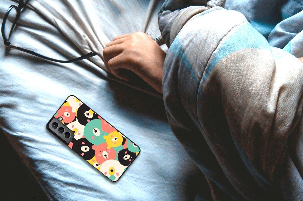 Samsung Galaxy S21FE Hoesje Bears illustraties design bovenaanzicht