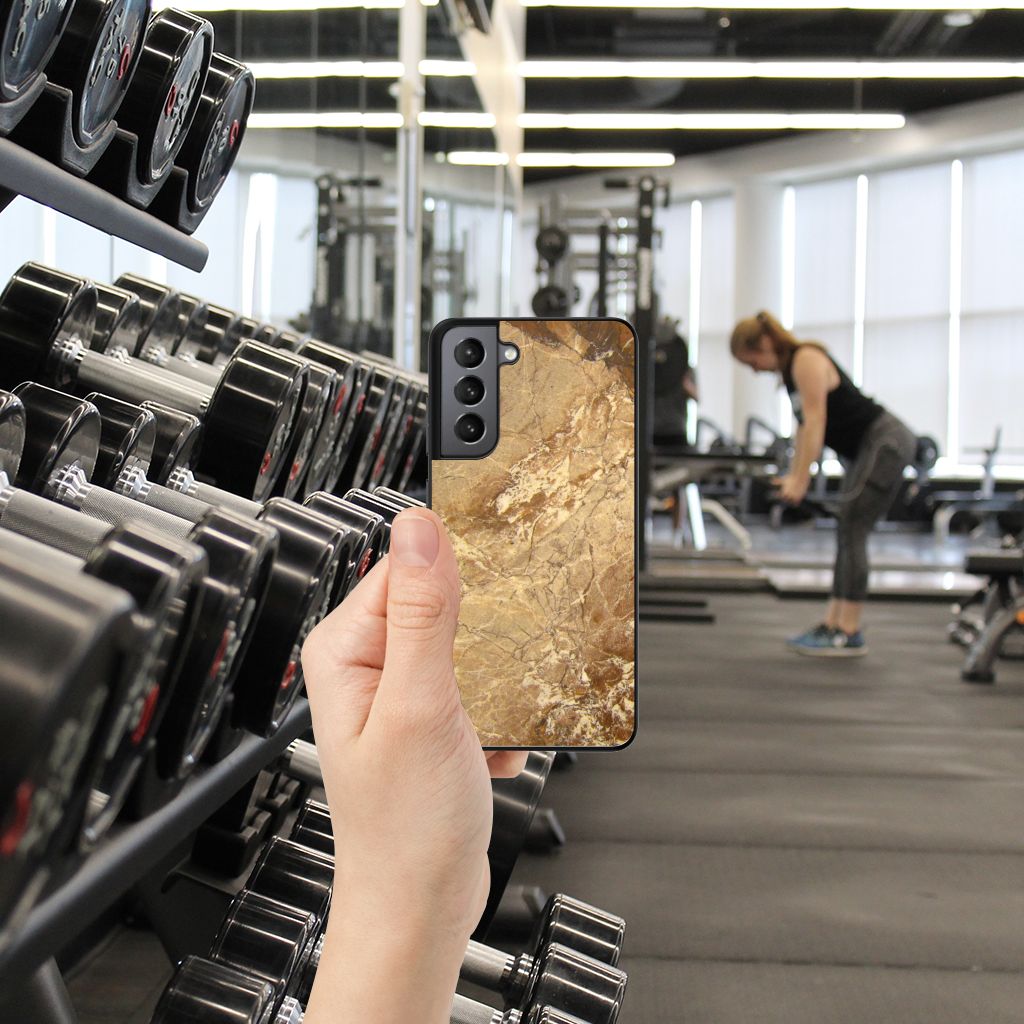 Samsung Galaxy S21FE Marmeren Print Telefoonhoesje Marmer Creme marmer design hand sportzaal