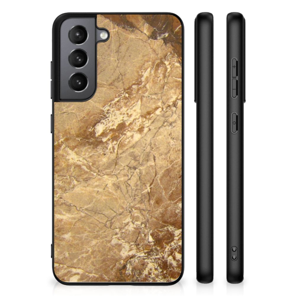Samsung Galaxy S21FE Marmeren Print Telefoonhoesje Marmer Creme back cover marmer creme ontwerp aanzicht