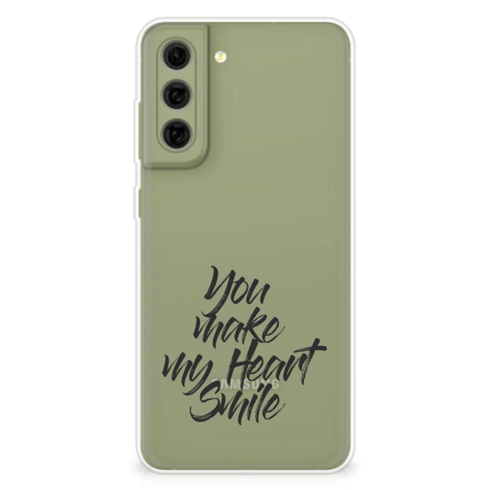 Samsung Galaxy S21FE Siliconen hoesje met naam Heart Smile achterkant design