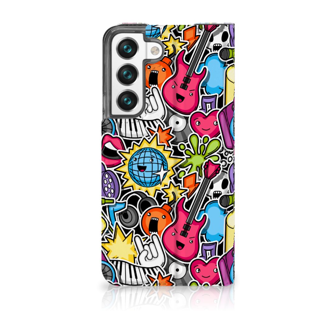 Samsung Galaxy S22 Hippe Standcase Punk Rock telefoonhoesje design Punk Rock vooraan