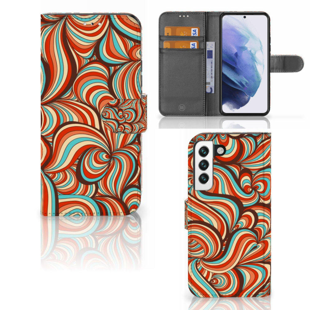 Samsung Galaxy S22 Hoesje Retro designnaam retro kleuren aanzicht