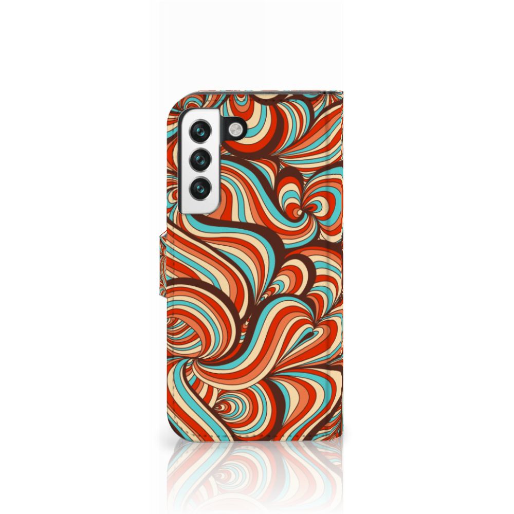 Samsung Galaxy S22 Hoesje Retro retro design kleurrijke vormen zijkant