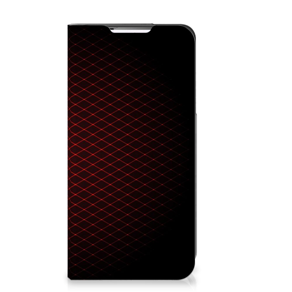 Samsung Galaxy S22 Hoesje met Magneet Geruit Rood hoesje design geruit aanzicht