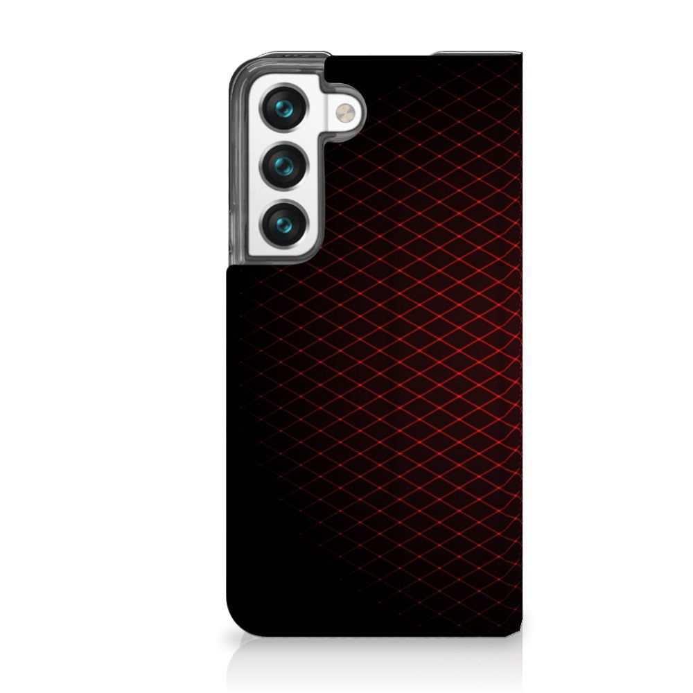 Samsung Galaxy S22 Hoesje met Magneet Geruit Rood smartphone hoesje design geruit rood aanzicht