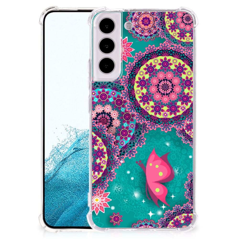 Samsung Galaxy S22 Plus Back Cover Cirkels en Vlinders achterzijde