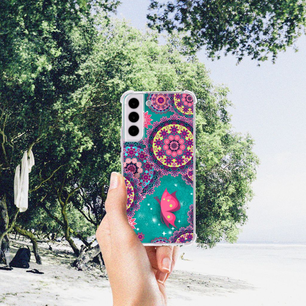 Samsung Galaxy S22 Plus Back Cover Cirkels en Vlinders design hand strand
