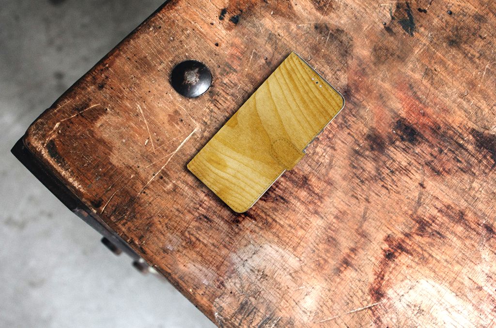 Samsung Galaxy S22 Plus Book Style Case Licht Hout design licht hout aanzicht boven