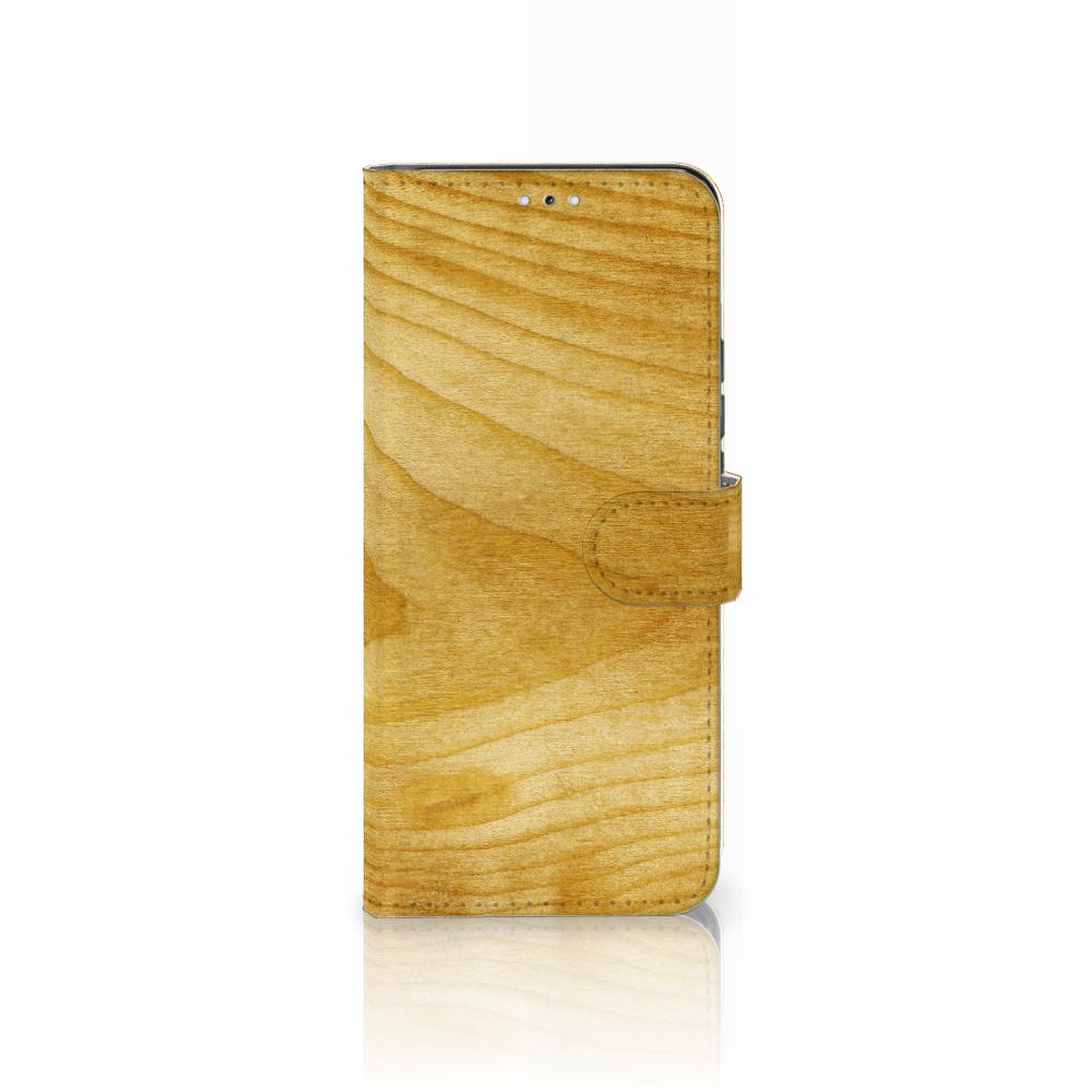 Samsung Galaxy S22 Plus Book Style Case Licht Hout boekhoesje licht hout zijaanzicht