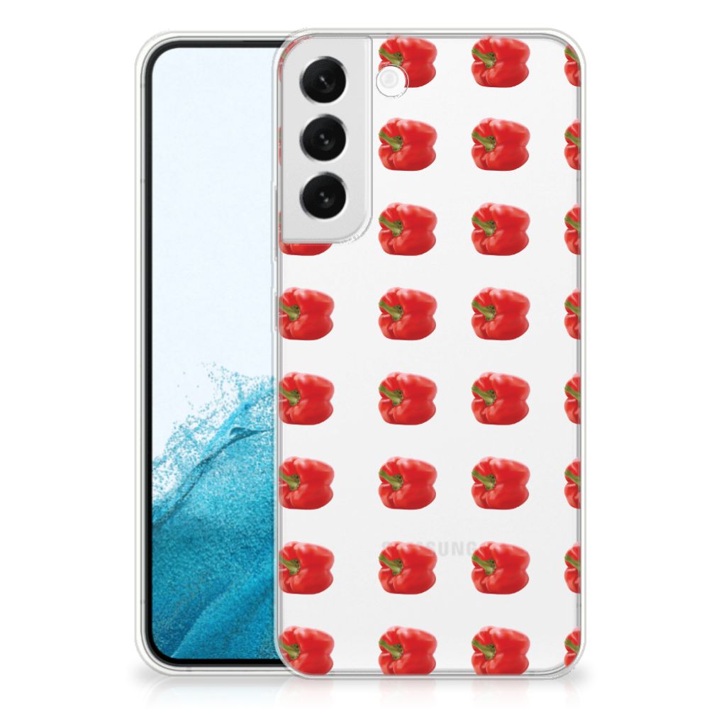 Samsung Galaxy S22 Plus Siliconen Case Paprika Red achterkant design paprika's aanzicht