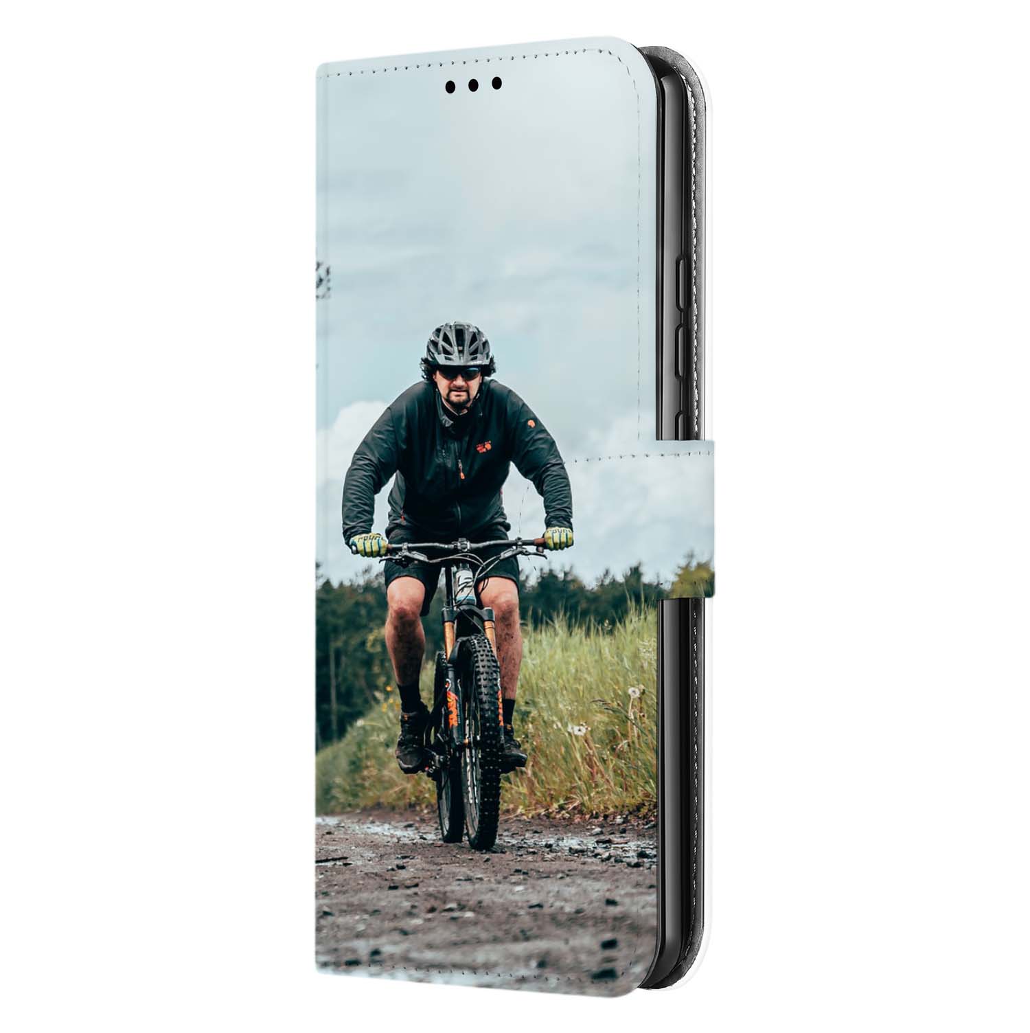 Samsung Galaxy S22 Telefoonhoesje Maken met Foto's fietsen man zijaanzicht