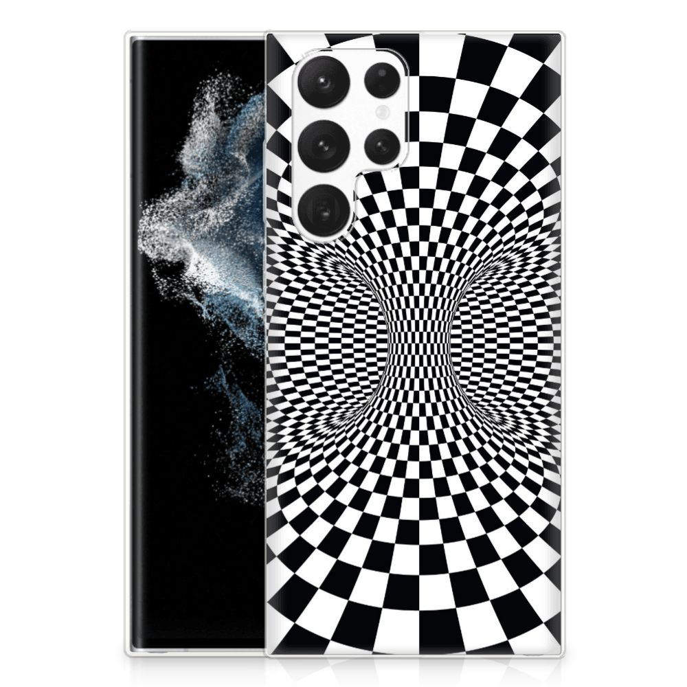 Samsung Galaxy S22 Ultra TPU Hoesje Illusie design illusie zwart wit aanzicht