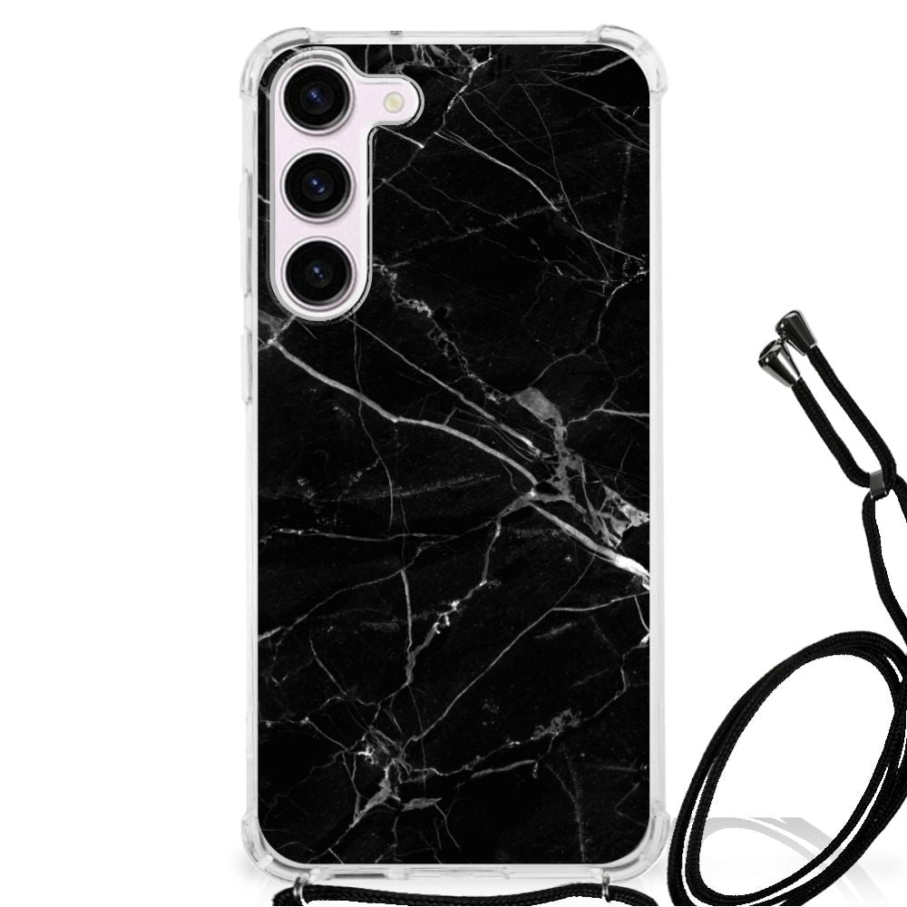 Samsung Galaxy S23 Anti-Shock Hoesje Marmer Zwart voorkant