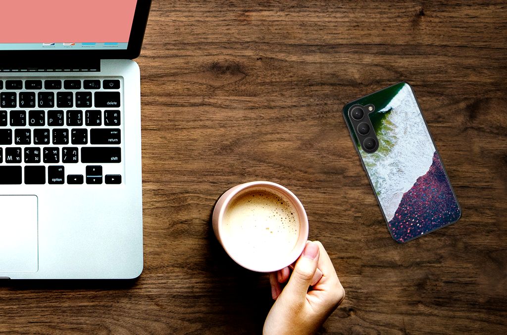 Samsung Galaxy S23 Backcover Sea in Space abstract design hand coffee laptop