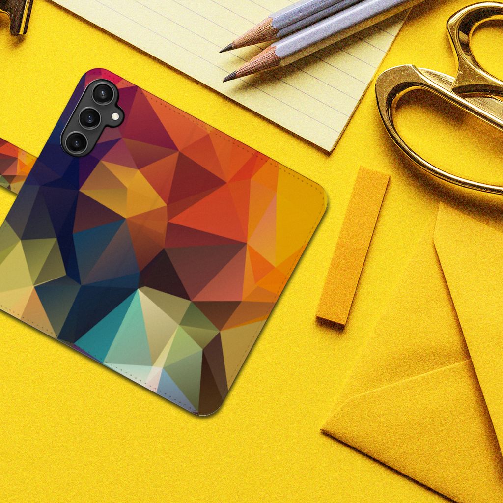 Samsung Galaxy S23 FE Book Case Polygon Color geometrisch kleurig design bovenaanzicht