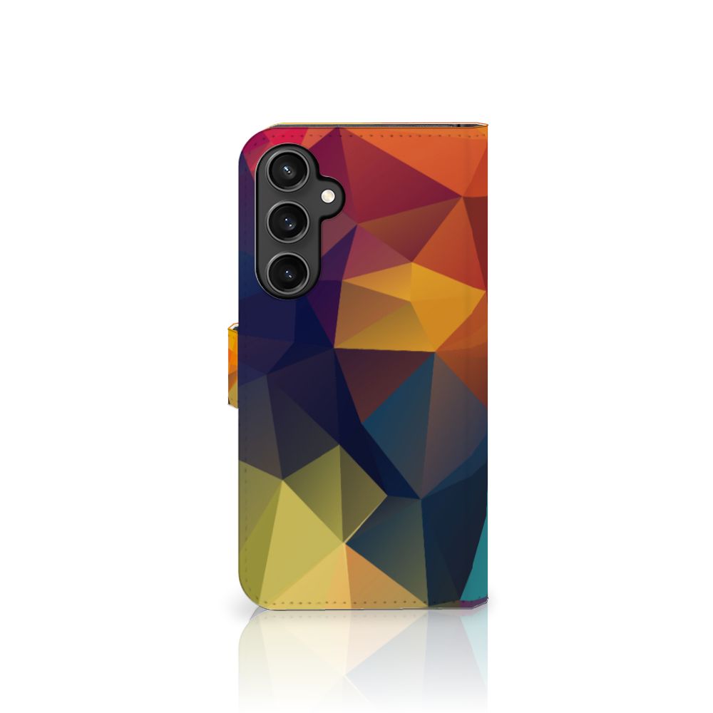 Samsung Galaxy S23 FE Book Case Polygon Color boekcase kunstzinnig patroon kleurrijk aanzicht