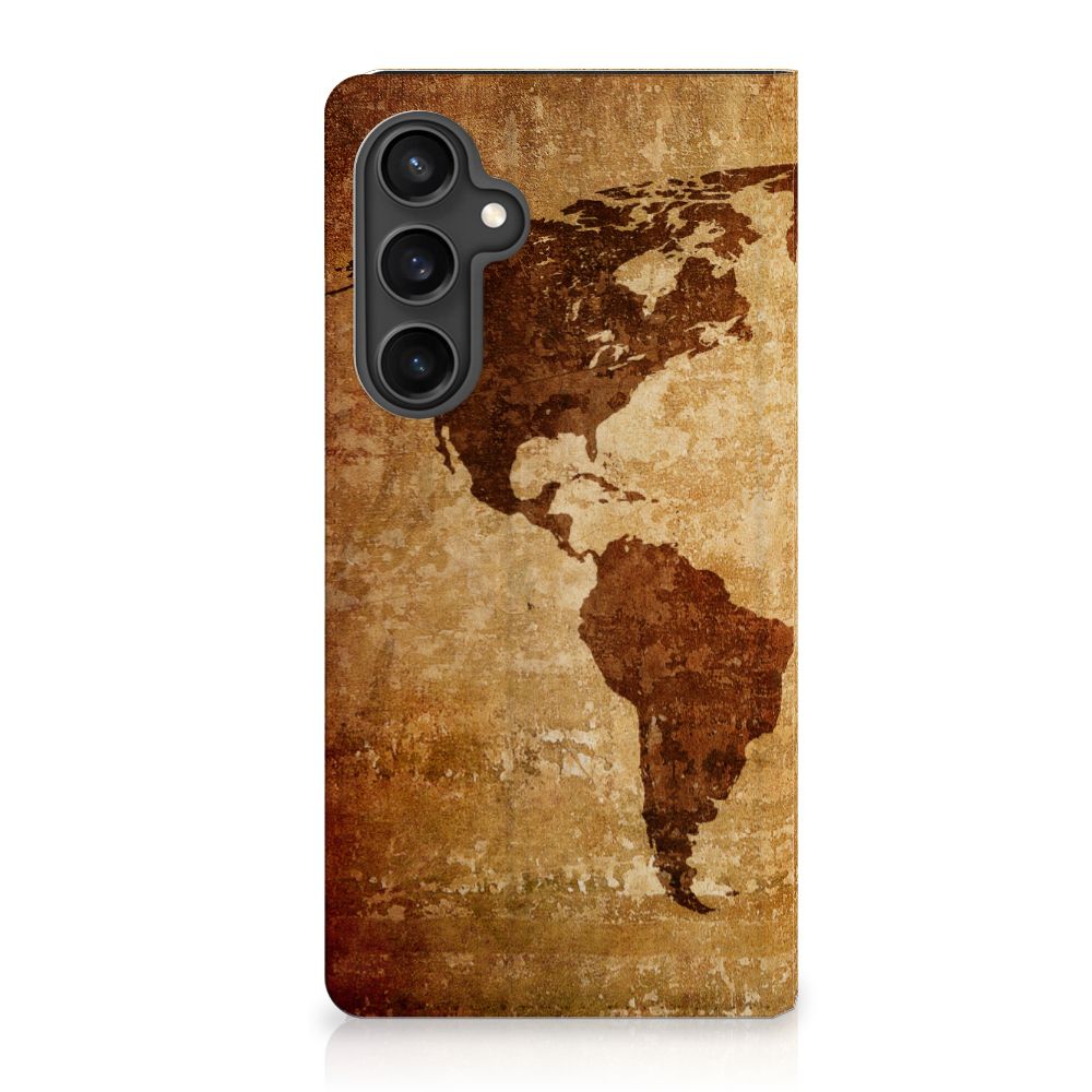 Samsung Galaxy S23 FE Book Cover Wereldkaart wereldkaart design voorkant