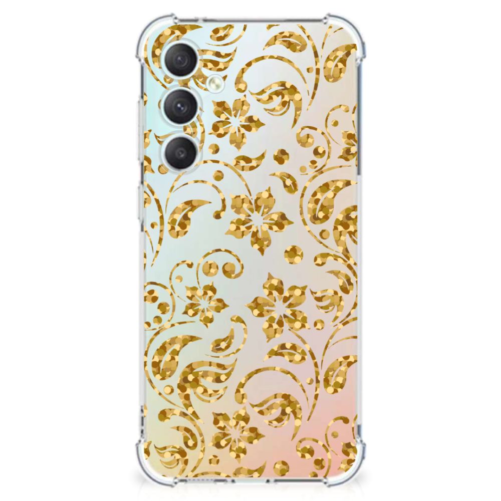 Samsung Galaxy S23 FE Case Gouden Bloemen achteraanzicht