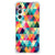Samsung Galaxy S23 FE Doorzichtige Silicone Hoesje Geruit kleurrijk geometrisch design aanzicht