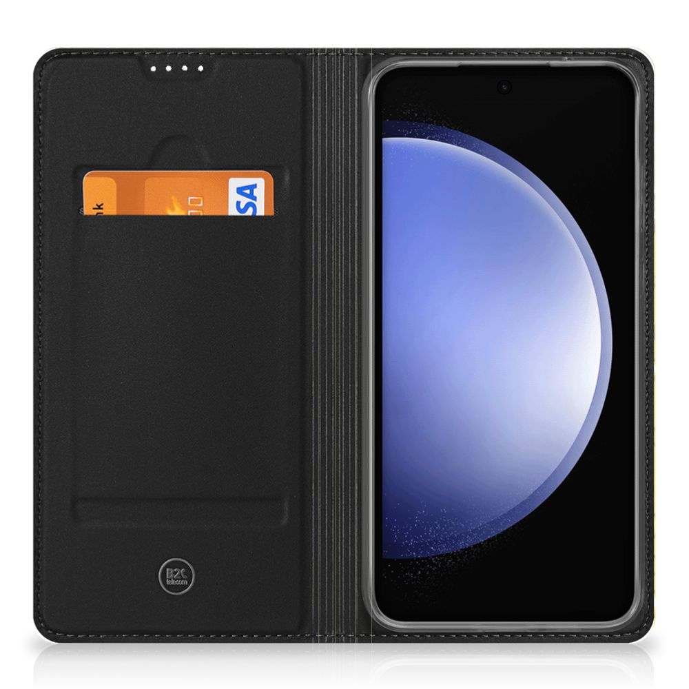 Samsung Galaxy S23 FE Flip Style Cover Bier met cardholder voor gebruiksgemak en bescherming.