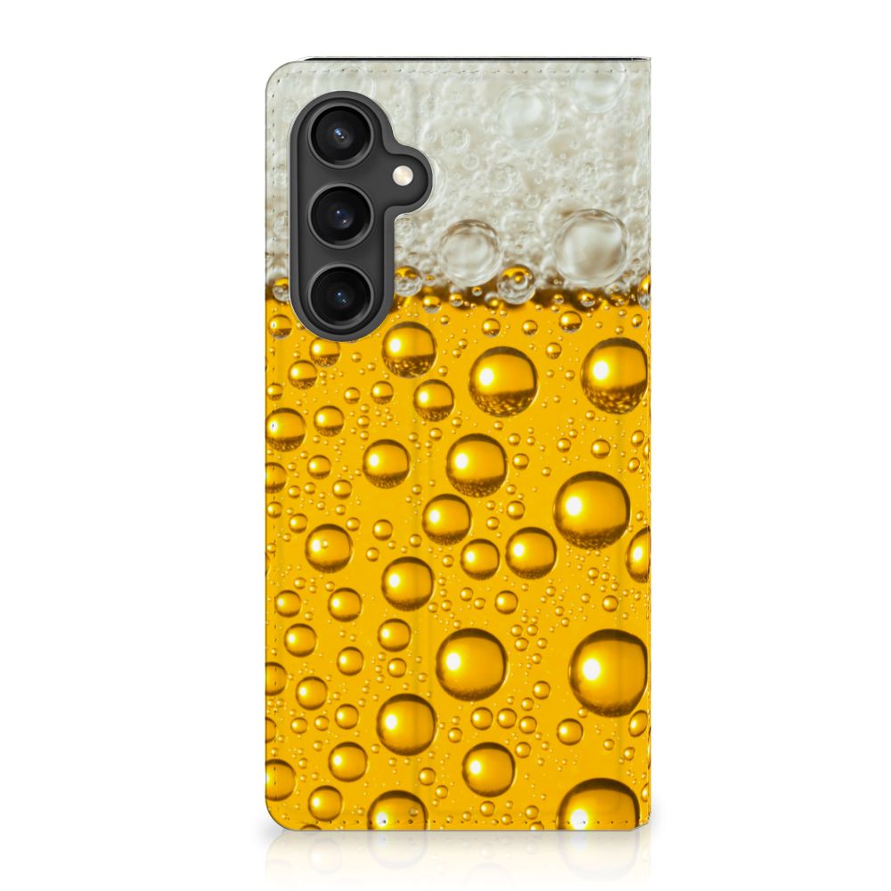 Samsung Galaxy S23 FE Flip Style Cover Bier met schitterende bierprint en bubbels voor stevige bescherming 🍻