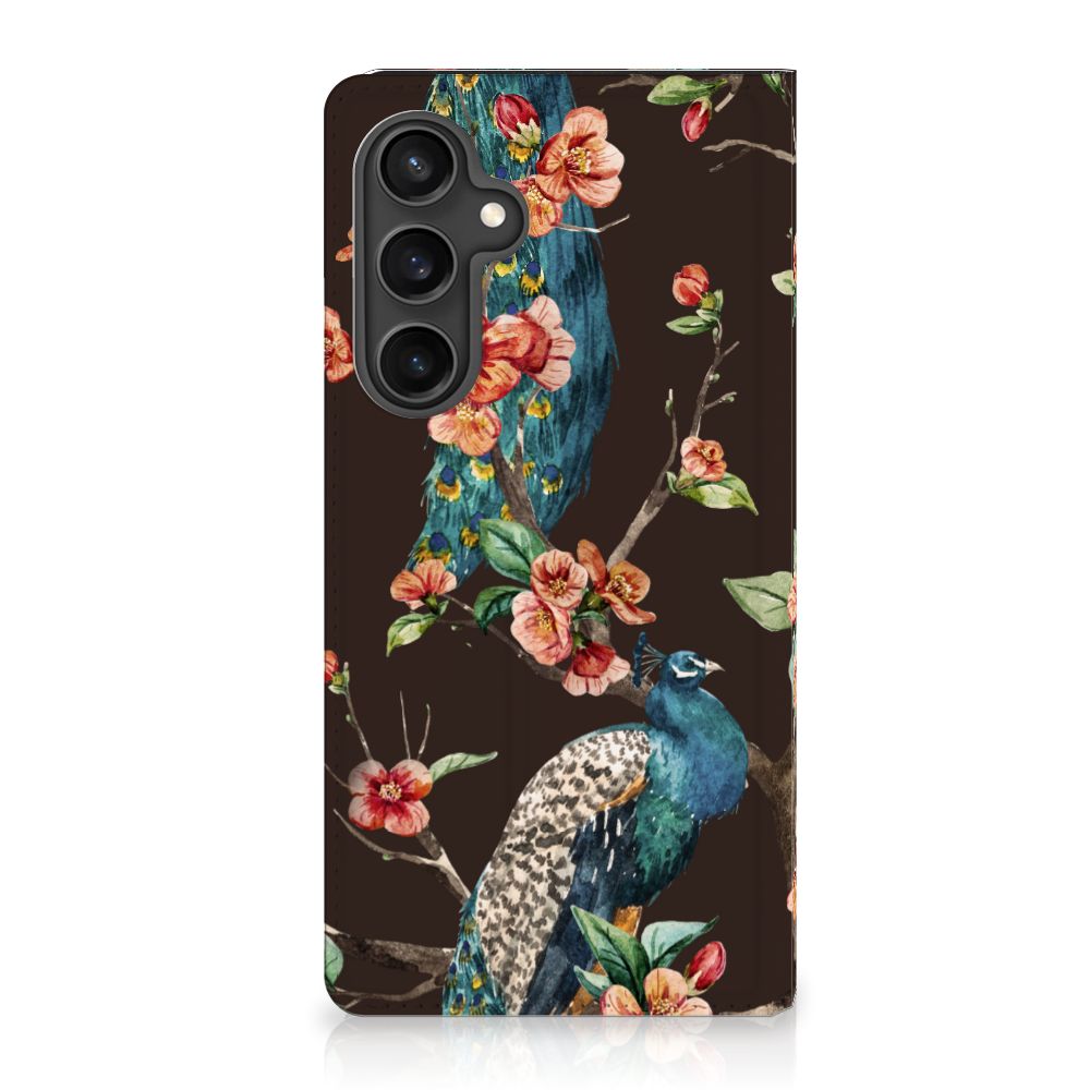 Samsung Galaxy S23 FE Hoesje maken Pauw met Bloemen design pauw bloemen achterkant