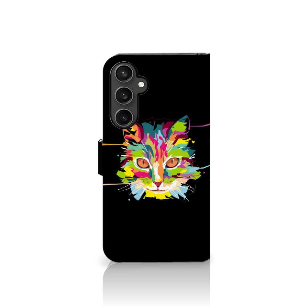 Samsung Galaxy S23 FE Leuk Hoesje Cat Color kat kleurrijk ontwerp voorkant