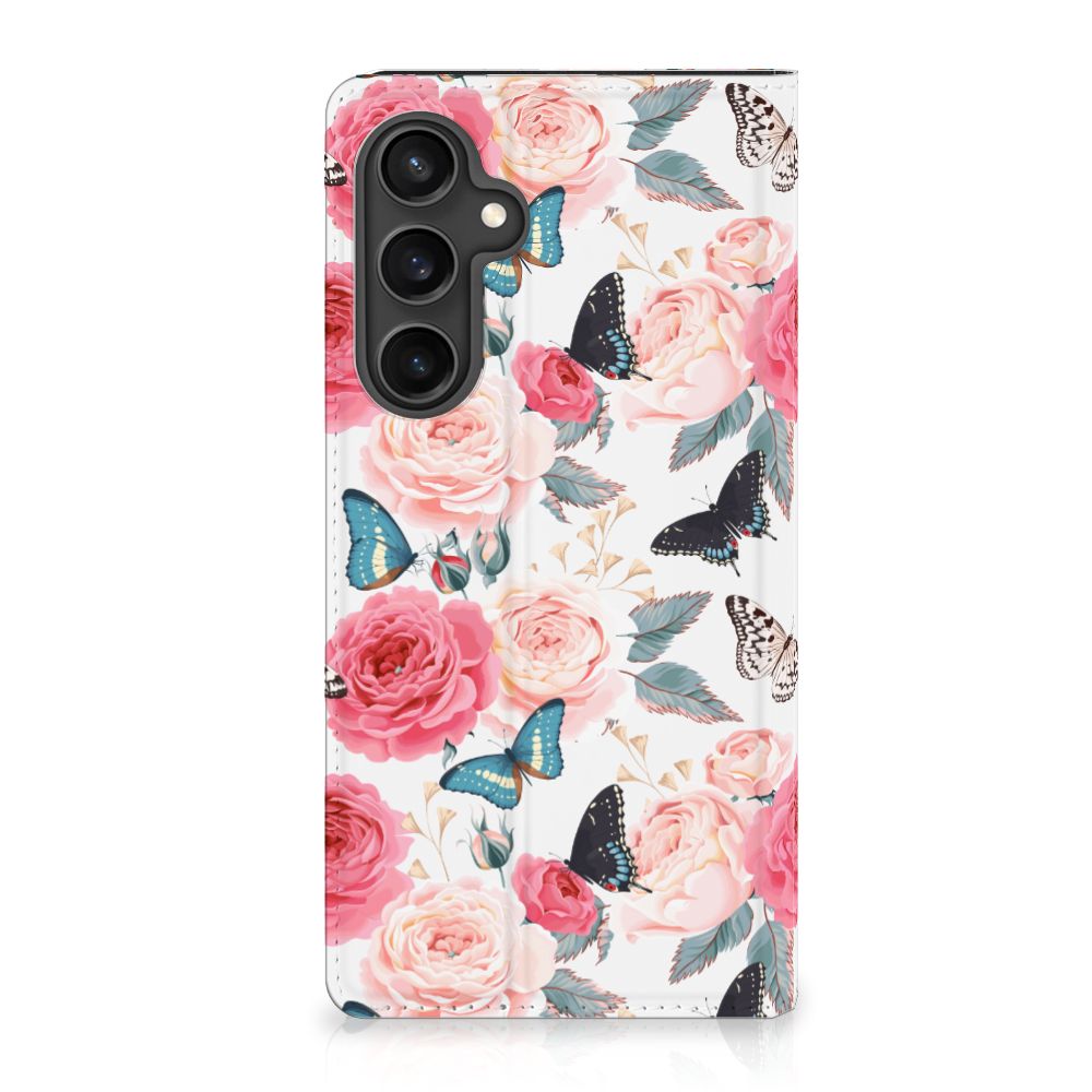Samsung Galaxy S23 FE Smart Cover Butterfly Roses - stijlvolle bescherming met bloemdessin en vlinders 🦋.