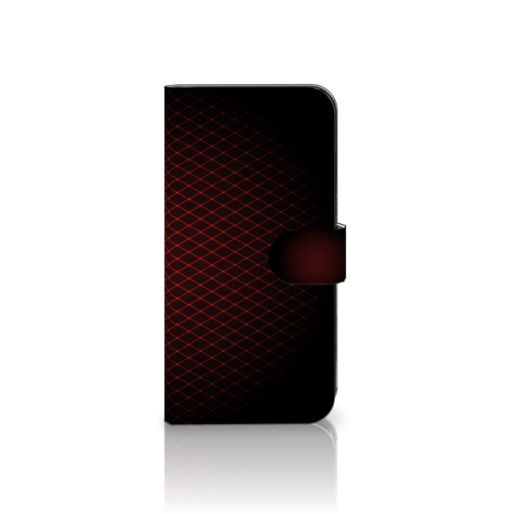 Samsung Galaxy S23 FE Telefoon Hoesje Geruit Rood met zwart-rood ruitpatroon en sluitlipje.