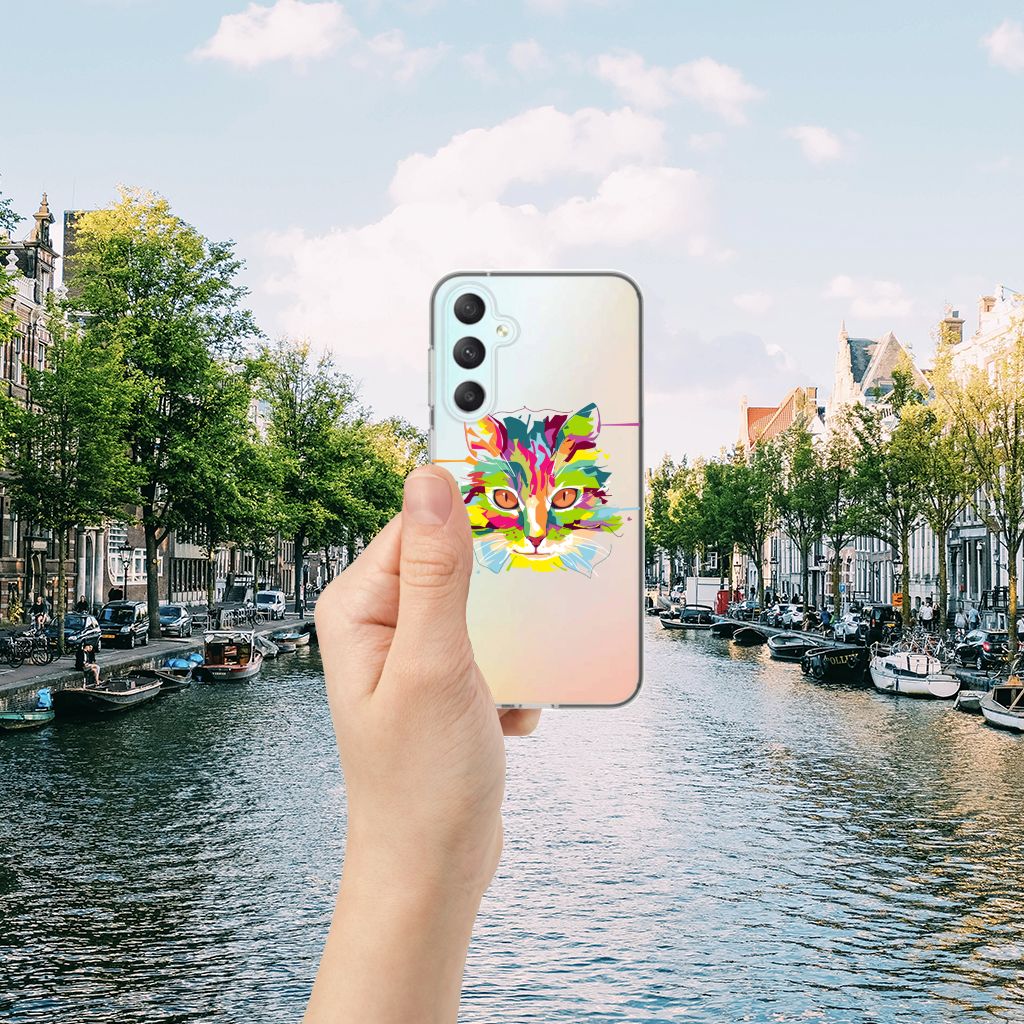 Samsung Galaxy S23 FE Telefoonhoesje met Naam Cat Color achterkant kleurplaat