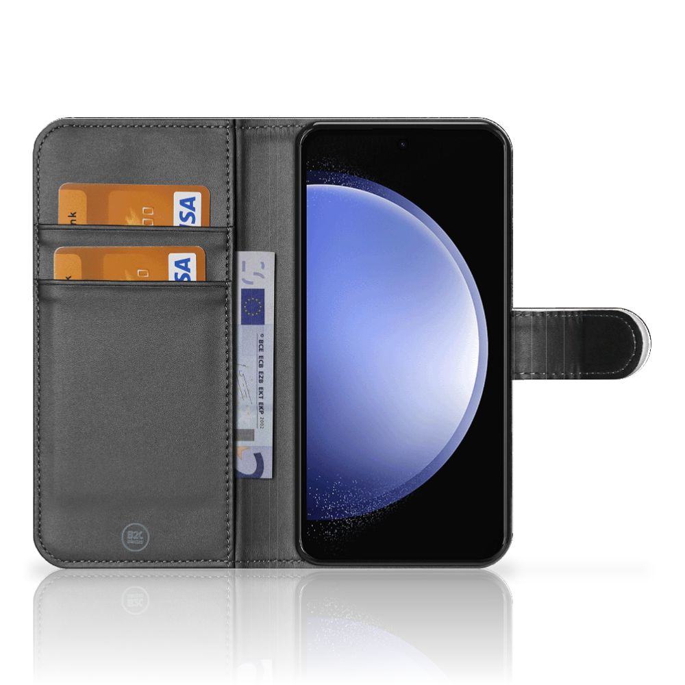 Samsung Galaxy S23 FE Telefoonhoesje met Pasjes Zwarte Kat hoesje design zwart aanzicht