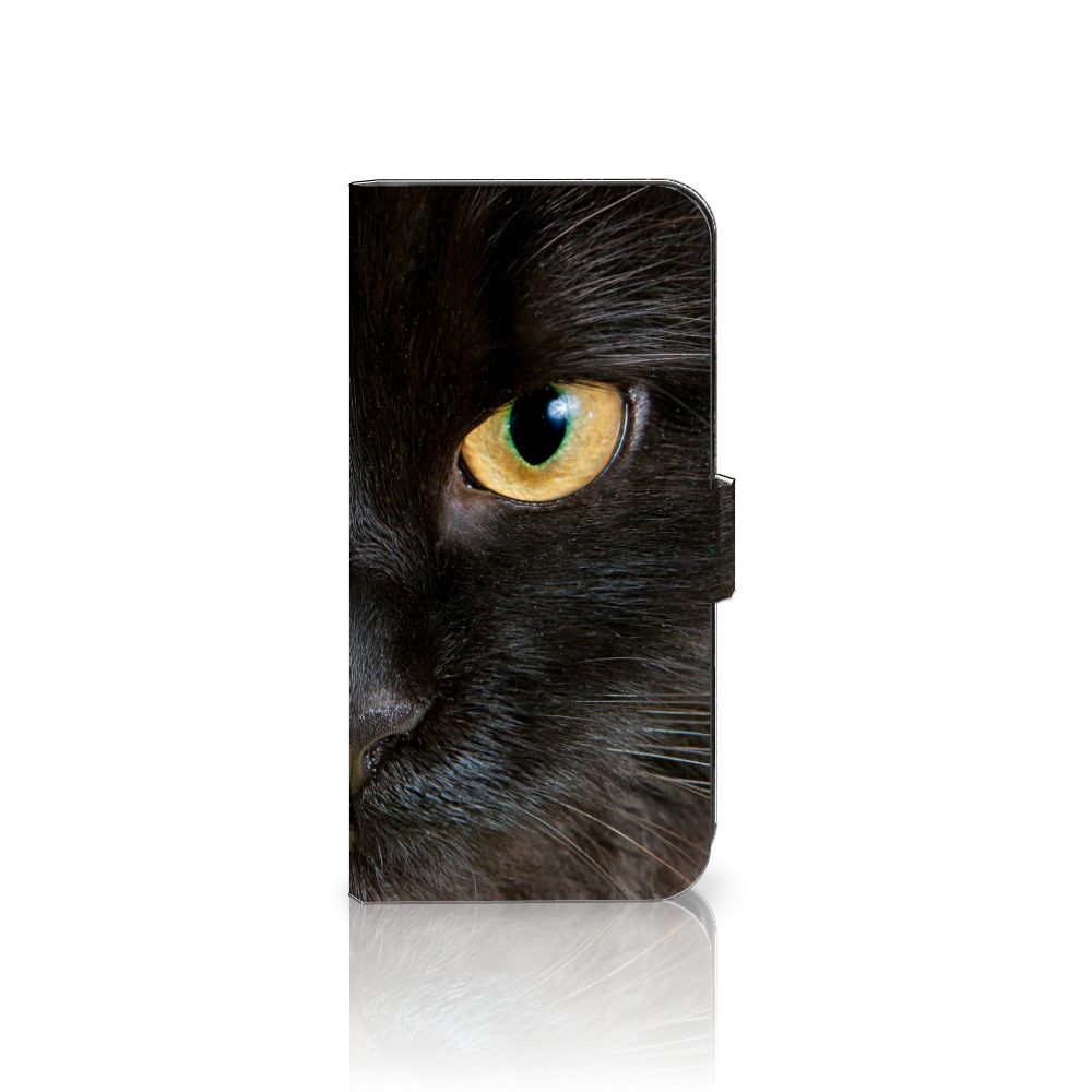 Samsung Galaxy S23 FE Telefoonhoesje met Pasjes Zwarte Kat telefoonhoesje ontwerp zwarte kat aanzicht