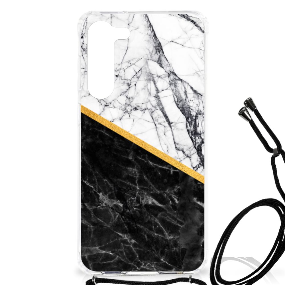 Samsung Galaxy S23 Plus Anti-Shock Hoesje Marmer Wit Zwart - Origineel Cadeau Man B2C Telecom