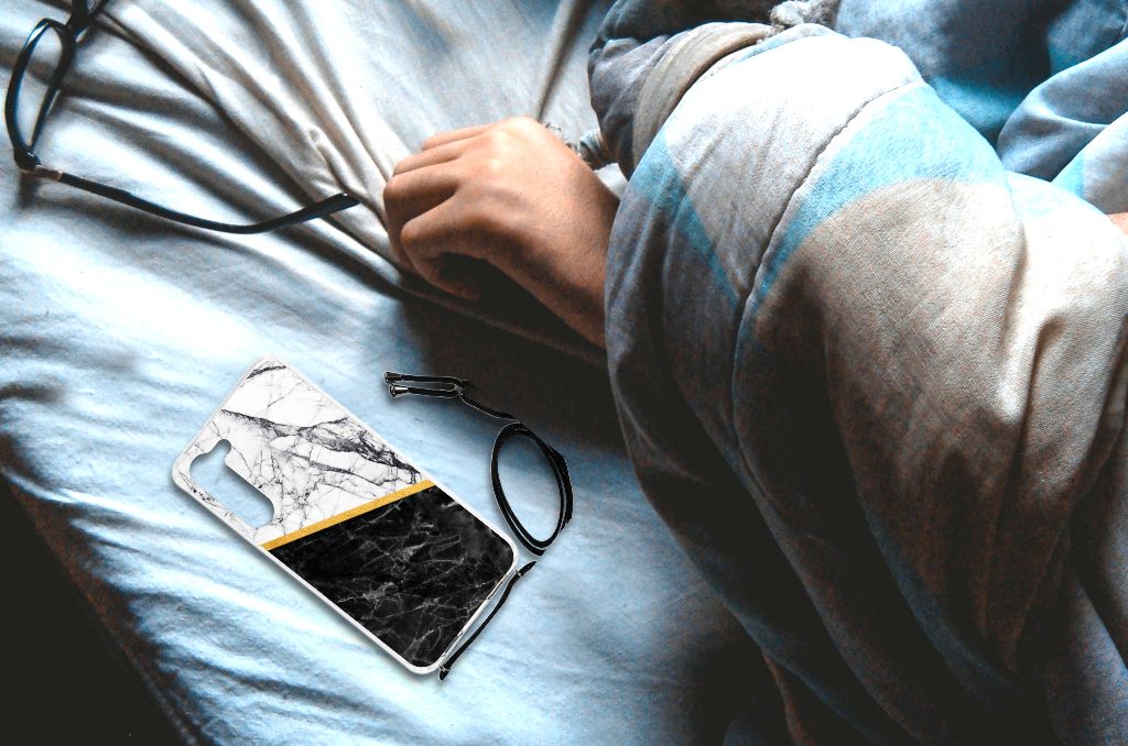 Samsung Galaxy S23 Plus Anti-Shock Hoesje Marmer Wit Zwart - Origineel Cadeau Man B2C Telecom