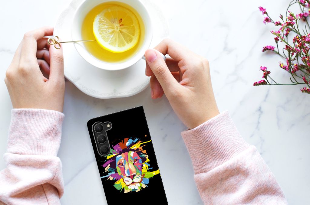 Samsung Galaxy S23 Plus Magnet Case Lion Color hand drink design