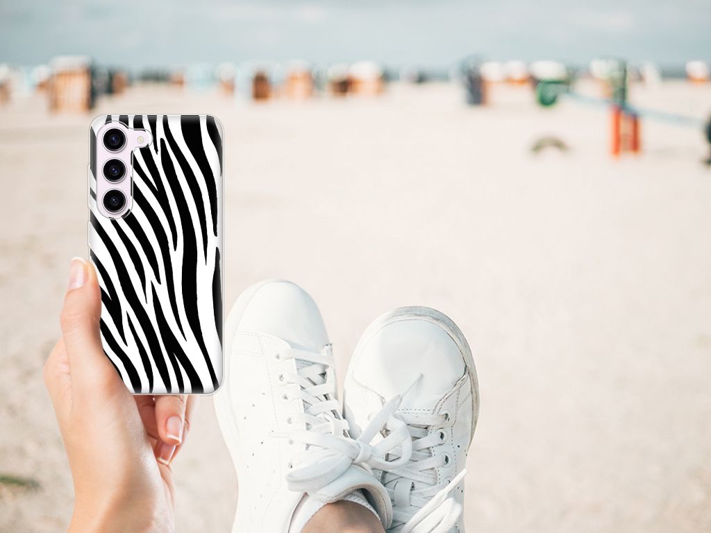 Samsung Galaxy S23 TPU Hoesje Zebra design zebra strepen hand strand