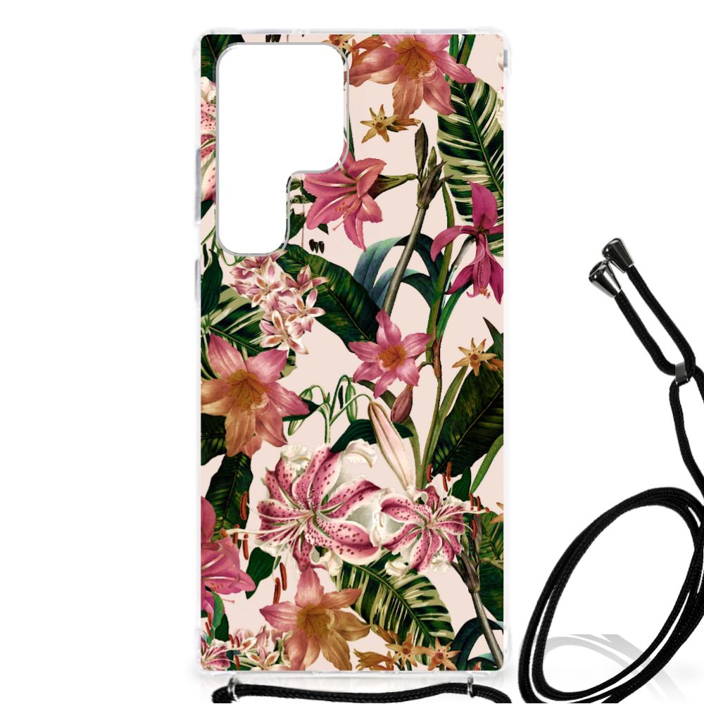Samsung Galaxy S23 Ultra Case Flowers bloemen ontwerp voorzijde