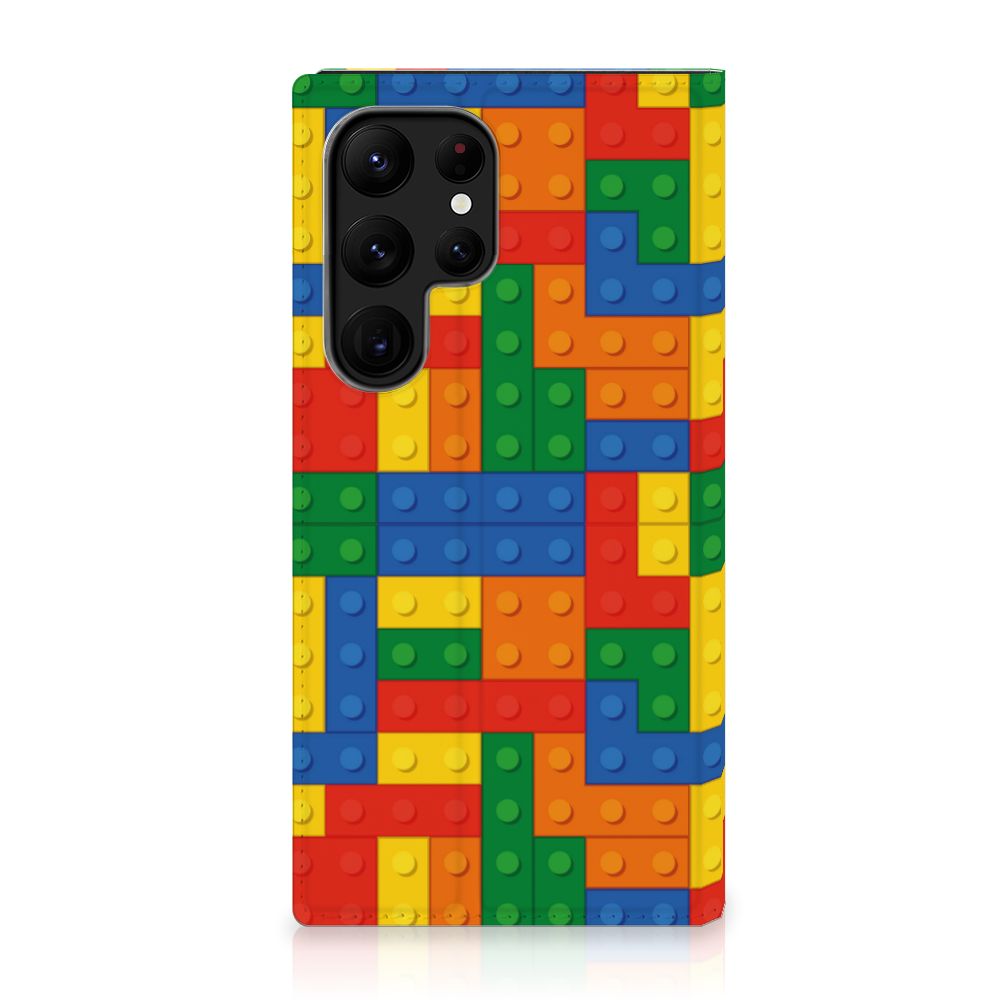 Samsung Galaxy S23 Ultra Hoesje met Magneet Blokken design Lego aanzicht