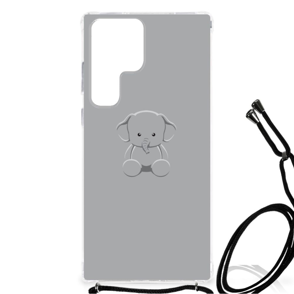 Samsung Galaxy S23 Ultra Stevig Bumper Hoesje Grijs Baby Olifant B2C Telecom