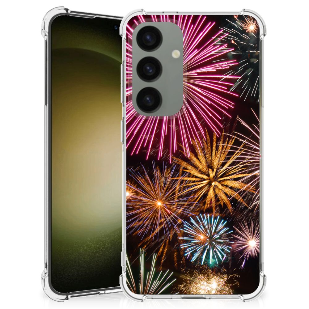 Samsung Galaxy S24 Anti Shock Bumper Case Vuurwerk achterzijde vuurwerk