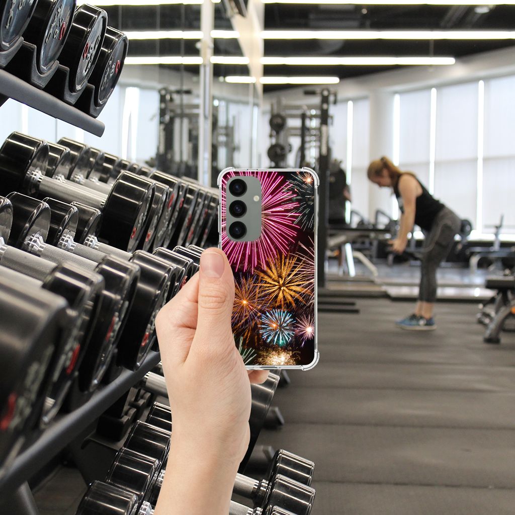 Samsung Galaxy S24 Anti Shock Bumper Case Vuurwerk hand gym fitness
