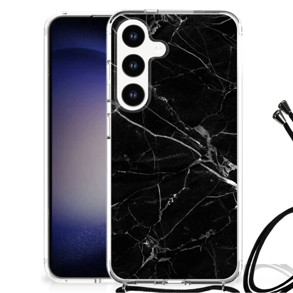 Samsung Galaxy S24 Anti-Shock Hoesje Marmer Zwart - Origineel Cadeau Vader B2C Telecom