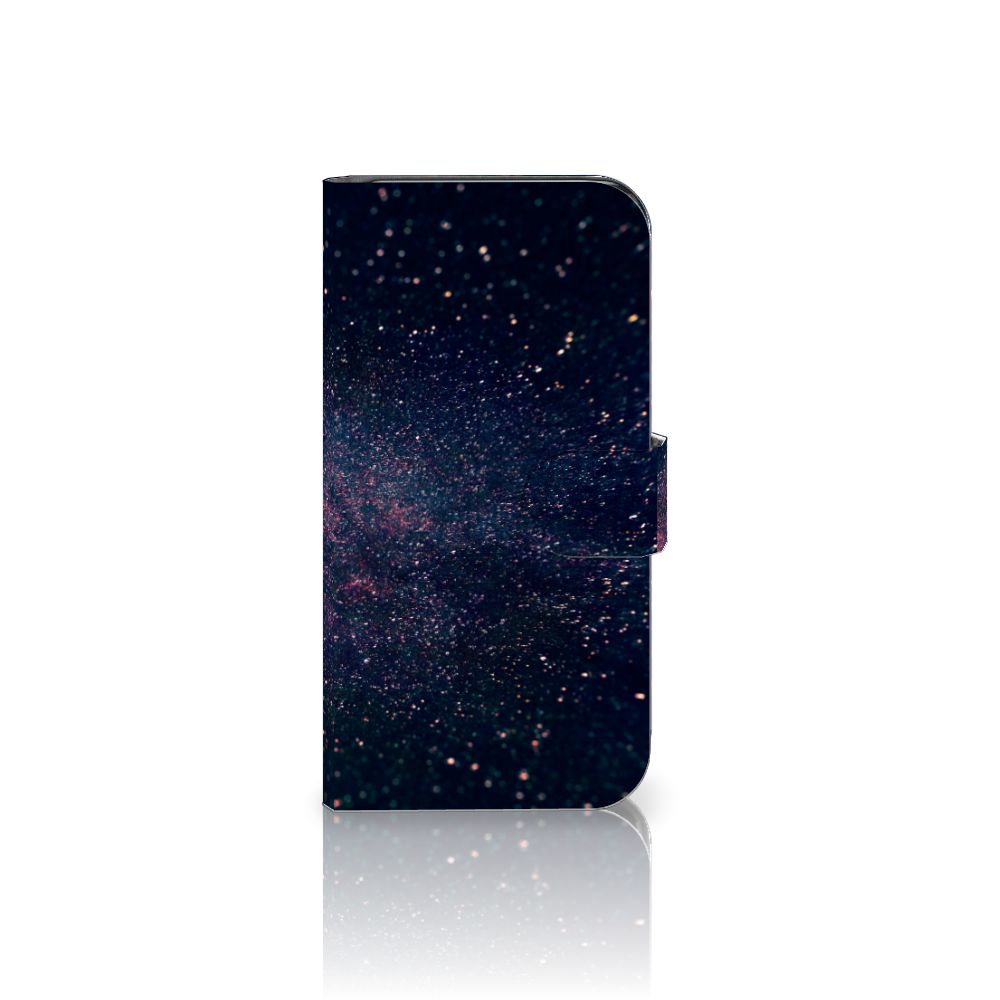 Samsung Galaxy S24 Book Case Stars hoesje sterren design zwart paars blauw aanzicht